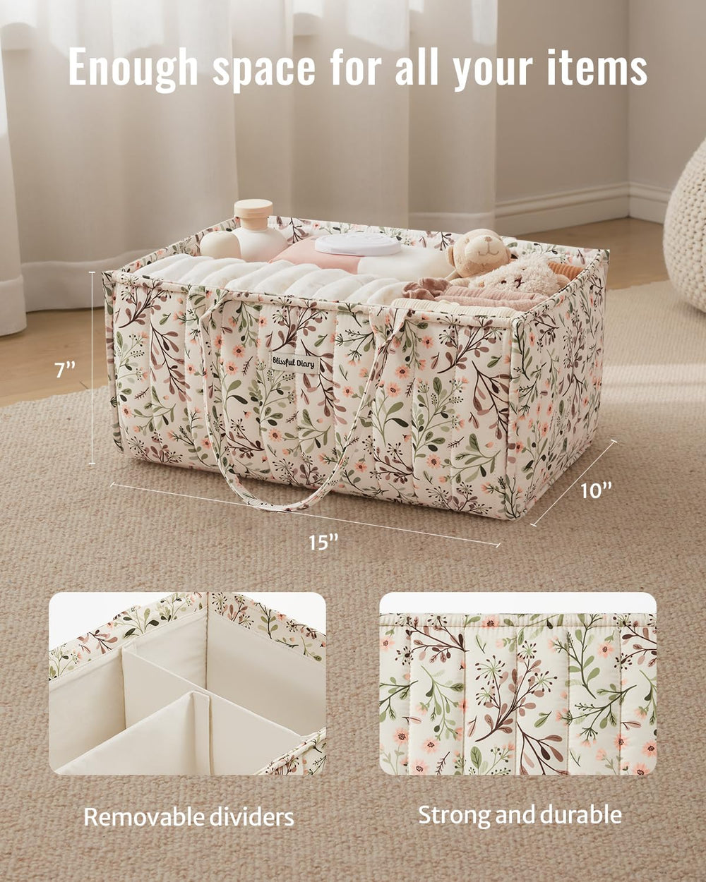 Blissful Diary interior con divisores desmontables, personaliza compartimentos fácilmente