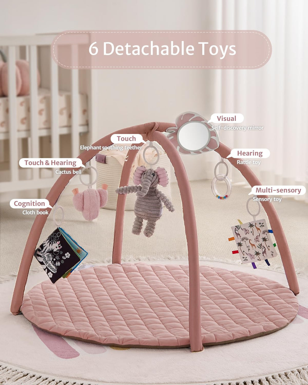 Blissful Diary juguetes desmontables sobre la alfombra, variedad sensorial lista para jugar