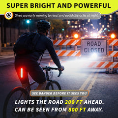 BLITZU front beam lighting a city street at night for safer urban rides