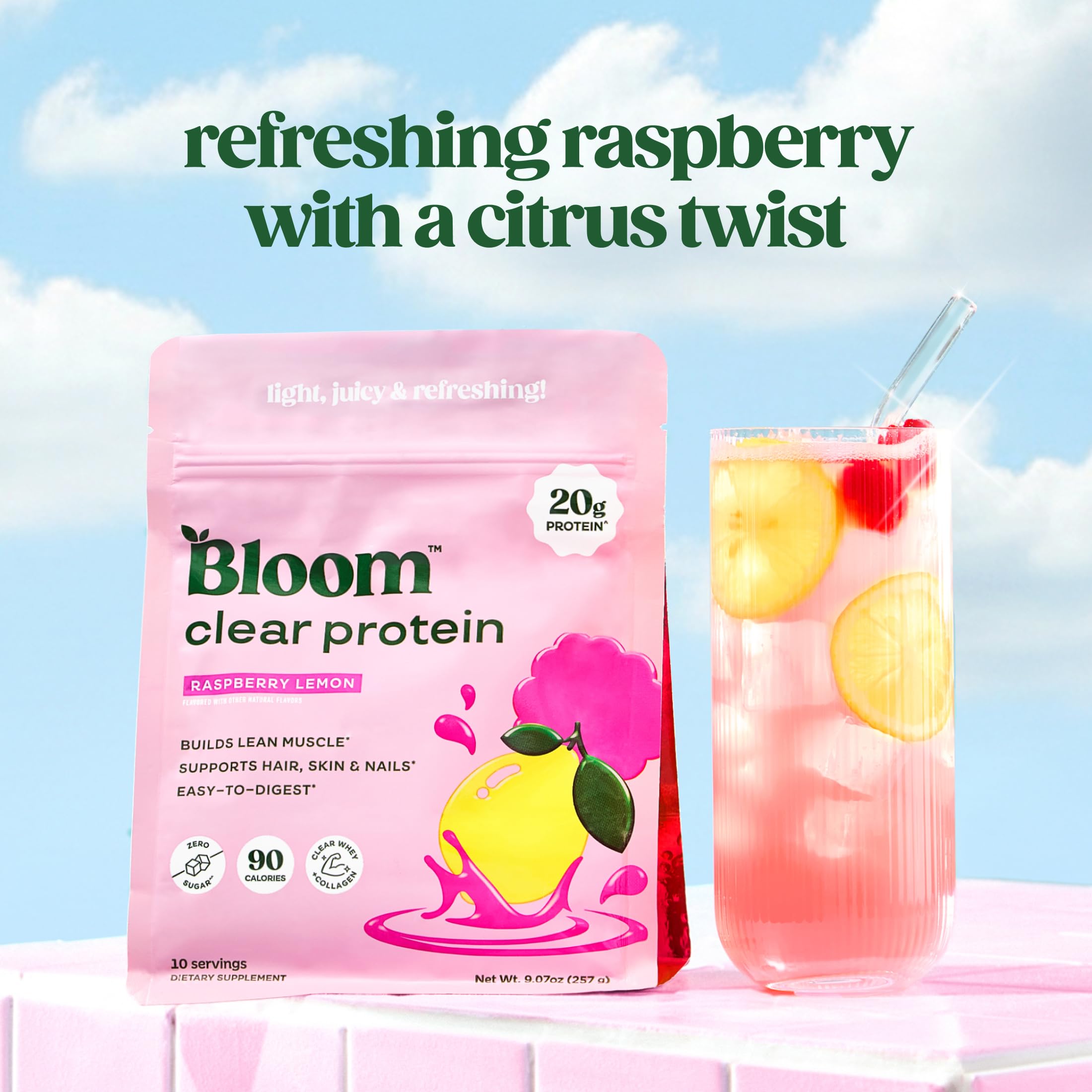 Bloom Nutrition powder close-up highlighting fine texture and easy mixability