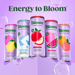 Bloom Nutrition lata junto a botella para comparar tamaño de 12 oz