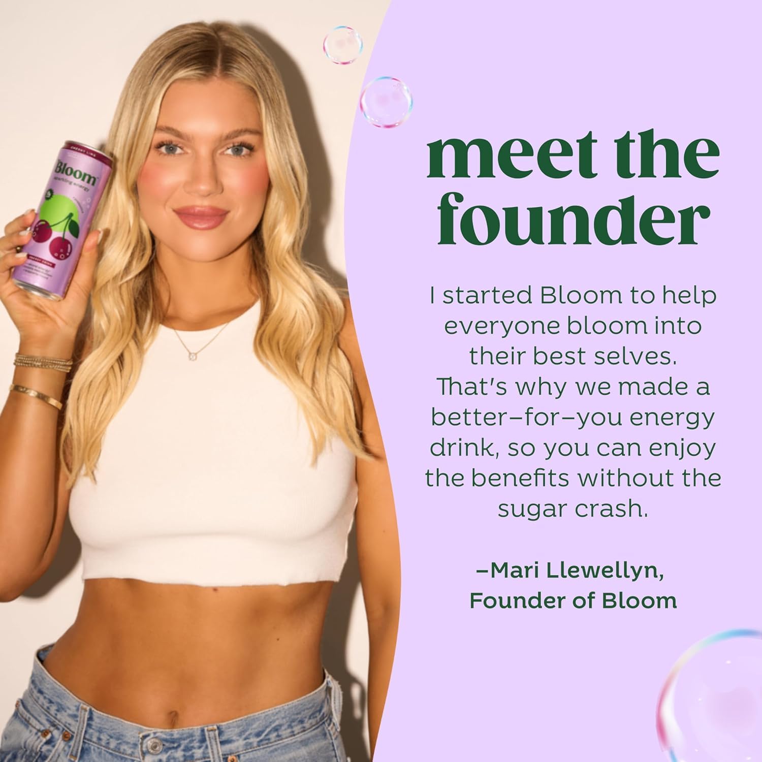 Bloom Nutrition etiqueta de ingredientes destacando cafeína natural y prebióticos