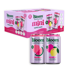 Bloom Nutrition frontal del paquete de 12 latas mostrando sabores y diseño