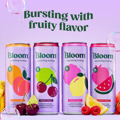 Bloom Nutrition detalle de lata y textura efervescente, muestra calidad