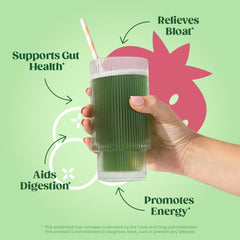 Bloom Nutrition sobre en mano humana resaltando portabilidad y dosis individual