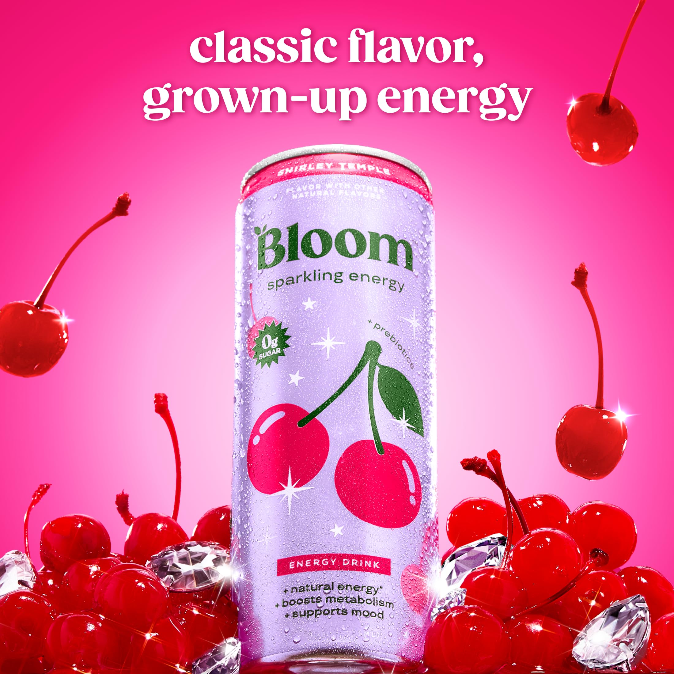 Detalle de la textura burbujeante en primer plano, Bloom Nutrition refrescante