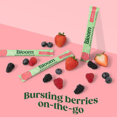 Bloom Nutrition textura fina del polvo berry que facilita mezcla y sabor agradable