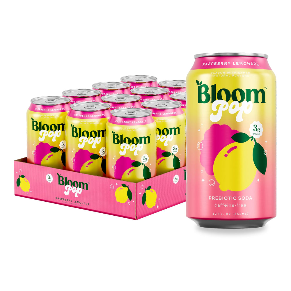 Bloom Nutrition lata frontal con sabor frambuesa limón y presentación clara