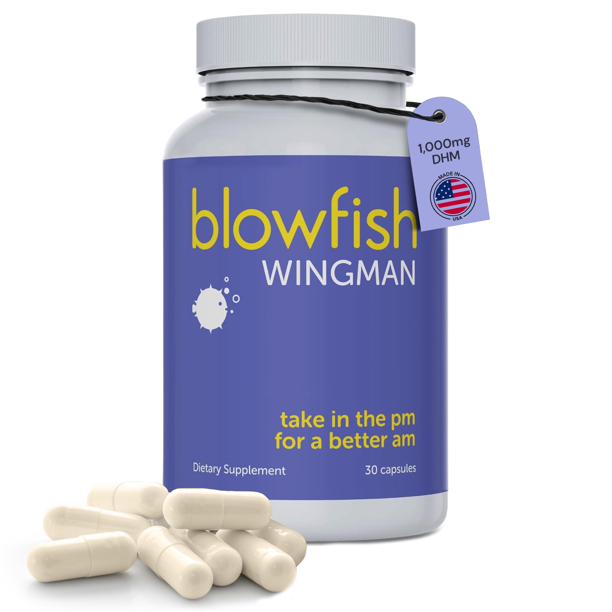 Blowfish Wingman vista frontal del envase enfatizando conveniencia
