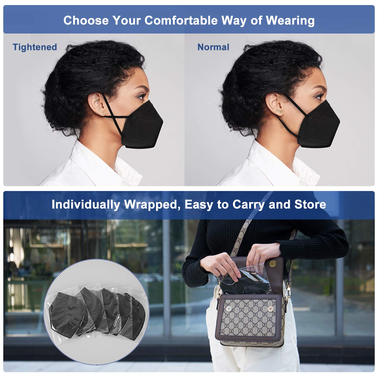 BLScode persona usando mascarilla en exteriores para protección diaria