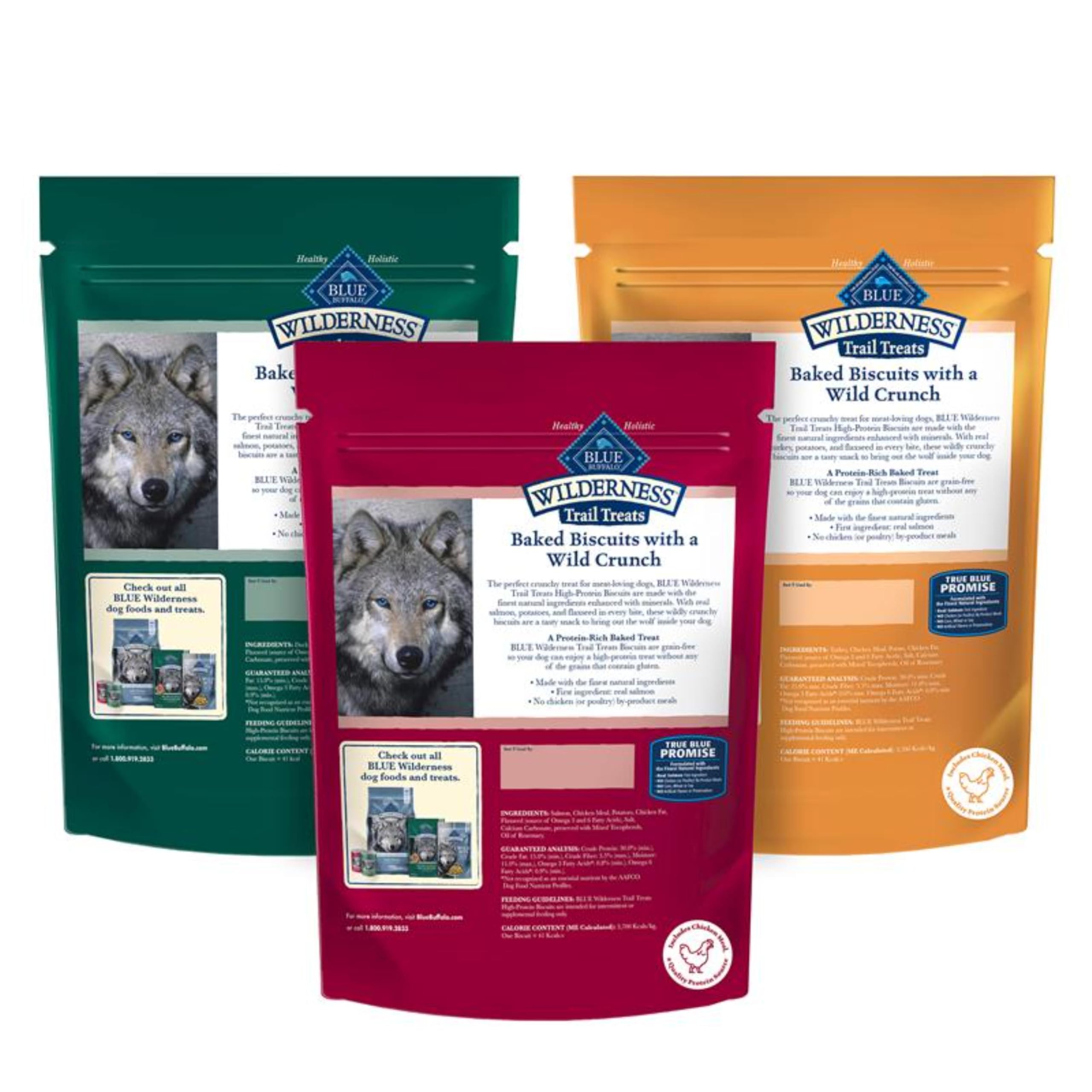Blue Buffalo bolsa abierta con galletas crujientes lista para premios