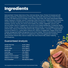 Blue Buffalo ingredientes naturales: carne, arroz integral y avena visibles