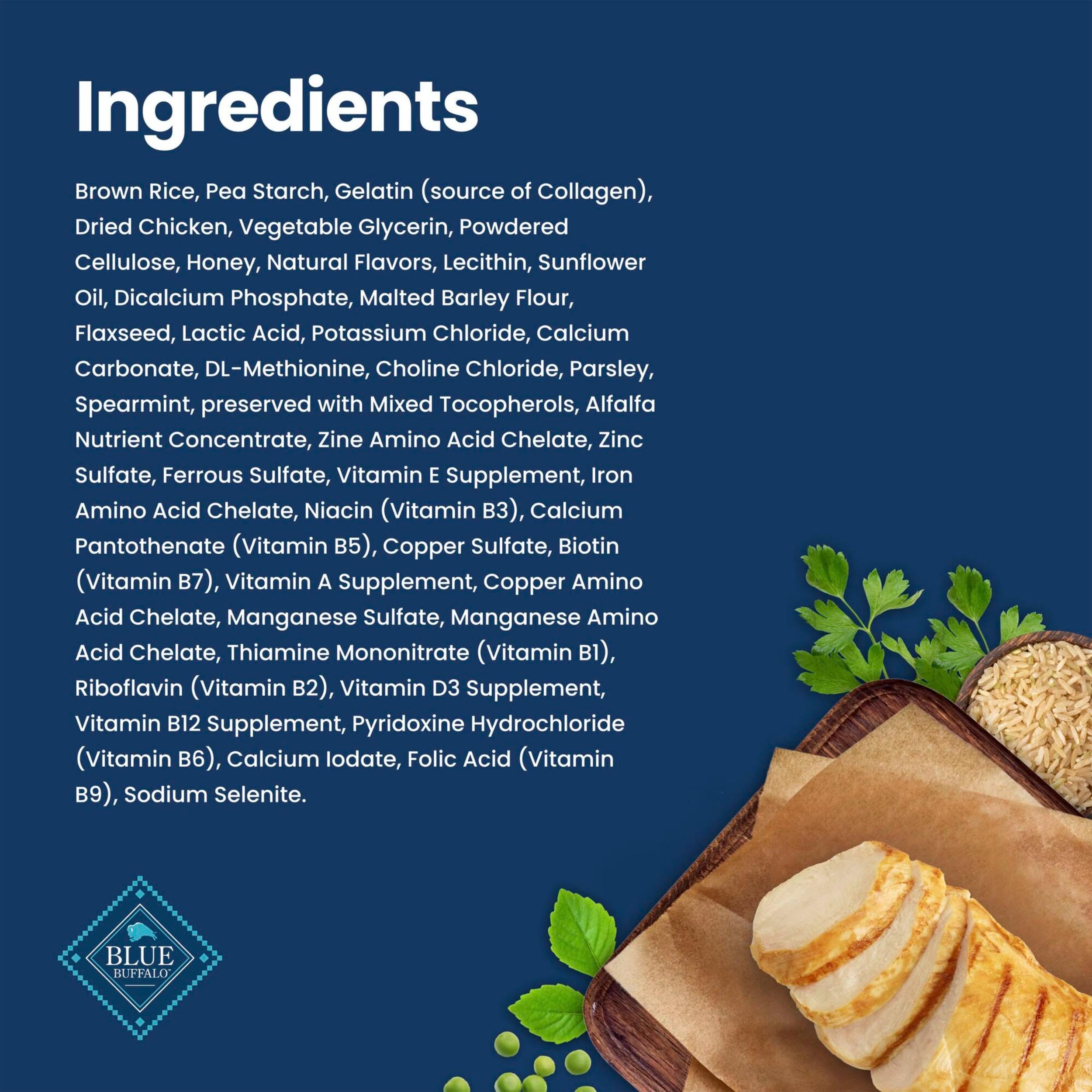 Blue Buffalo etiqueta de ingredientes limpia y beneficios destacados