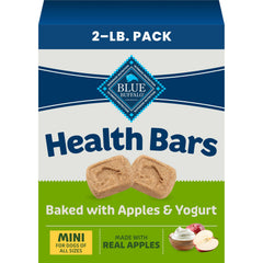 Blue Buffalo caja frontal de Mini Health Bars mostrando sello natural y beneficio de sabor