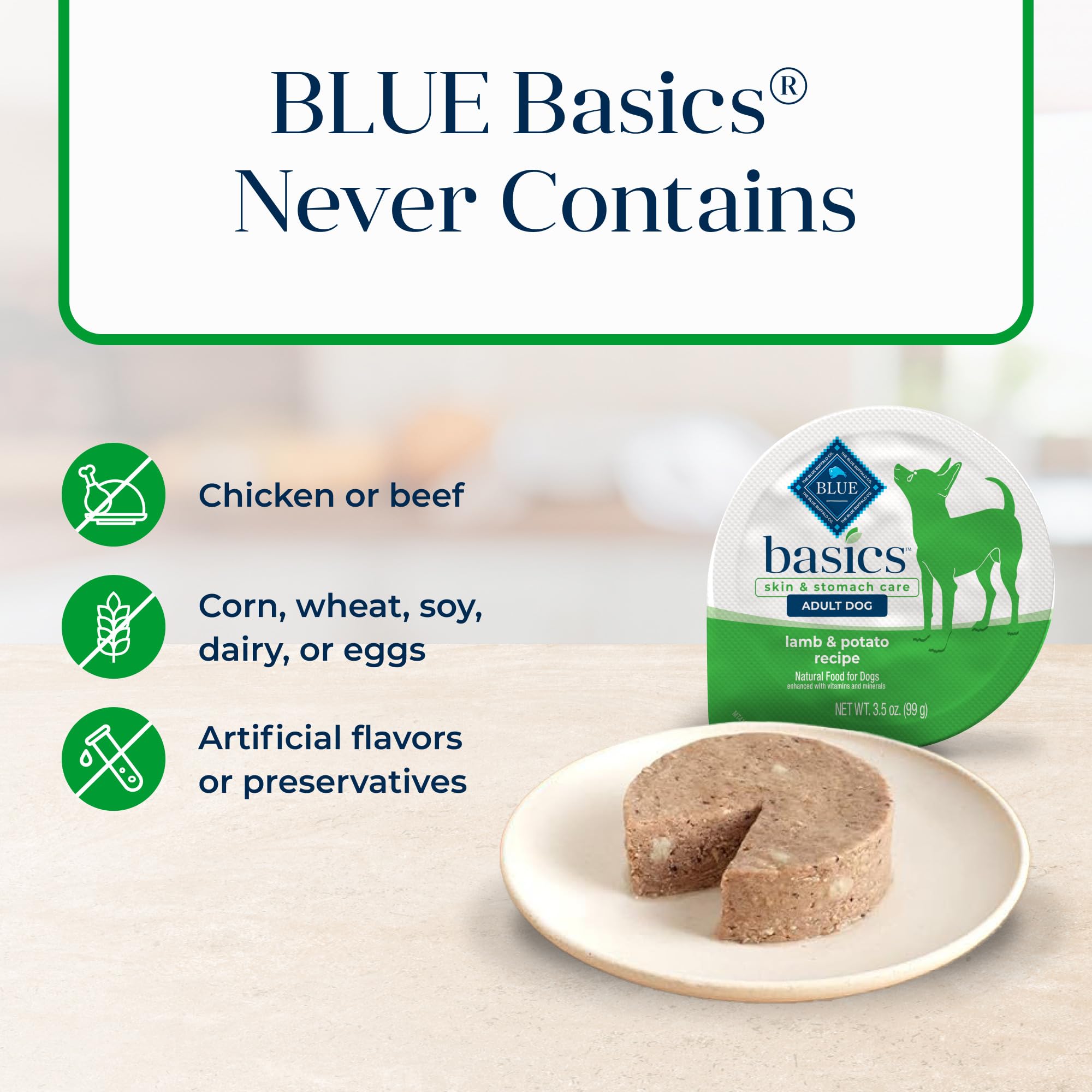 Blue Buffalo porción servida en plato para control de raciones