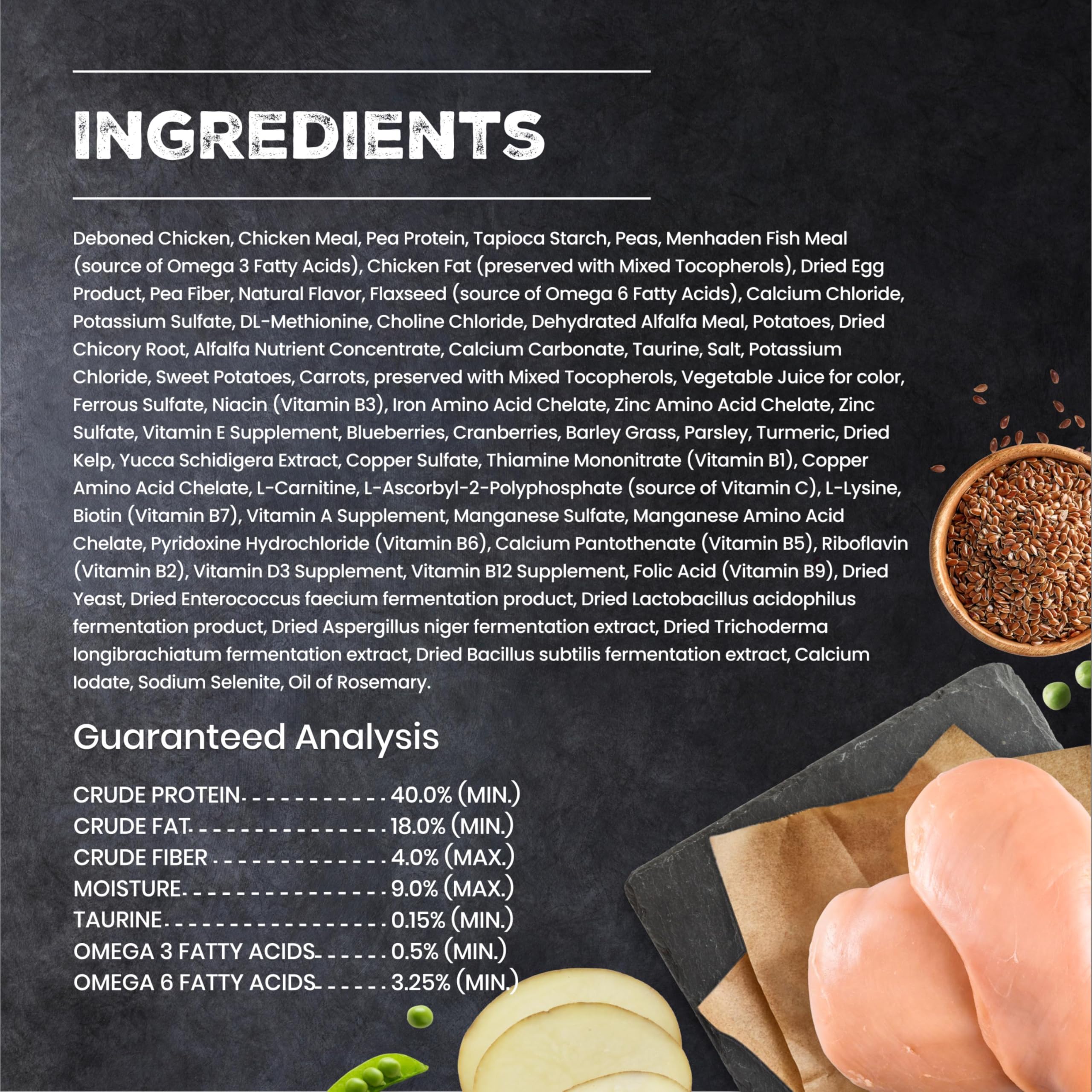 Blue Buffalo ingredientes: pollo real sobre mesa que destaca proteína