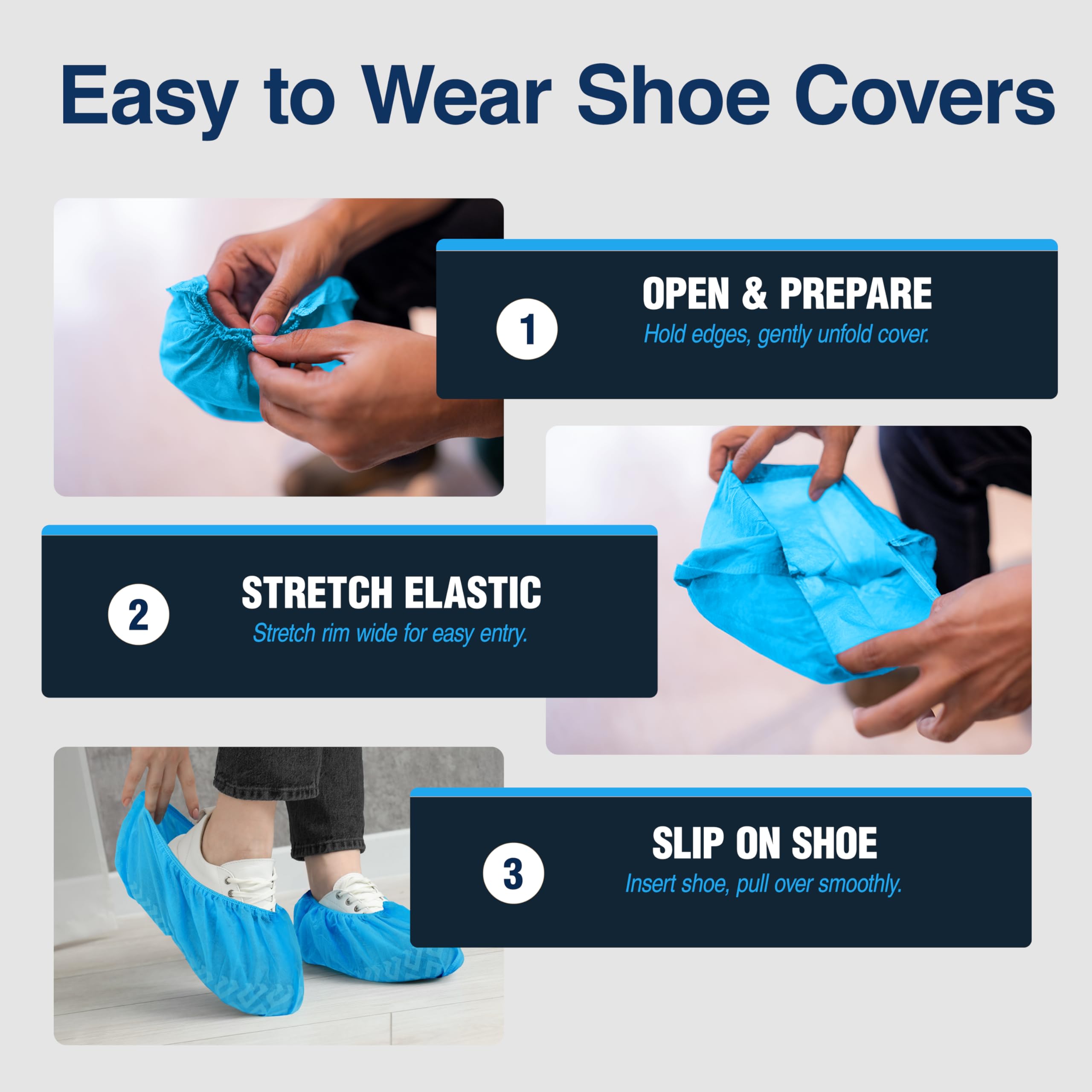 Blue Shoe Guys material flexible en la mano, reciclable y no tóxico