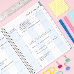 Blue Sky vista mensual con calendario y notas para planificación
