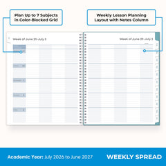 Blue Sky vista semanal con espacio para tareas y horarios