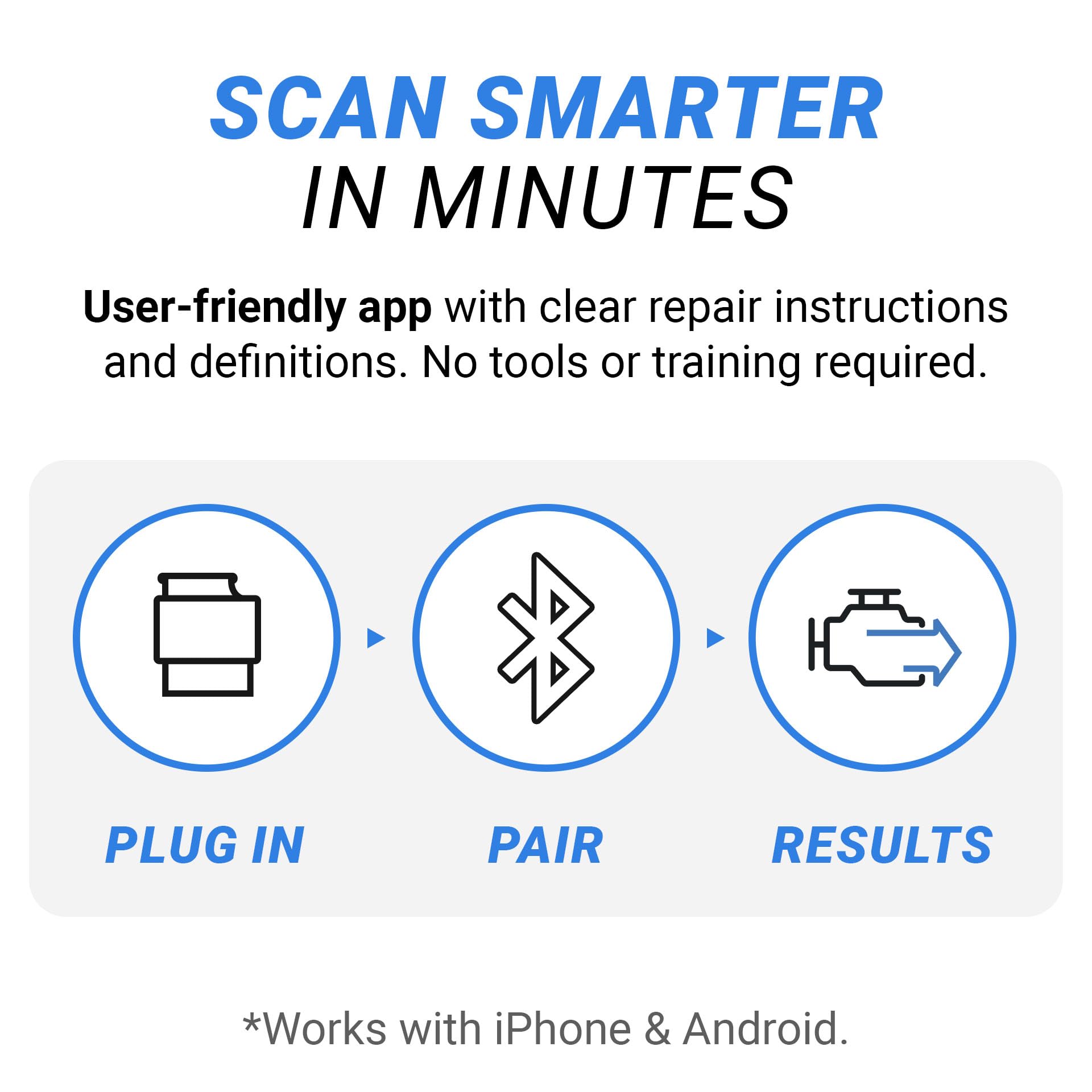 BlueDriver app en móvil mostrando códigos y beneficios de diagnóstico claro