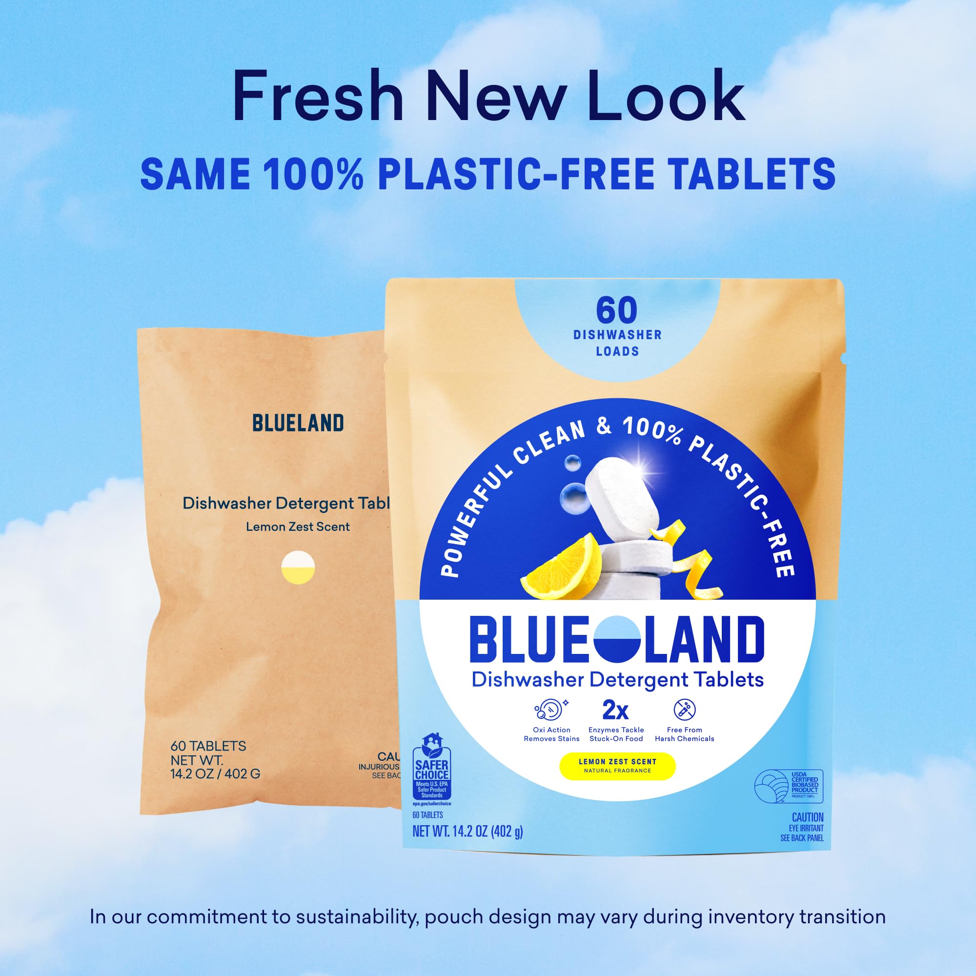 BLUELAND caja abierta con 60 tabletas, visual de cantidad y almacenamiento