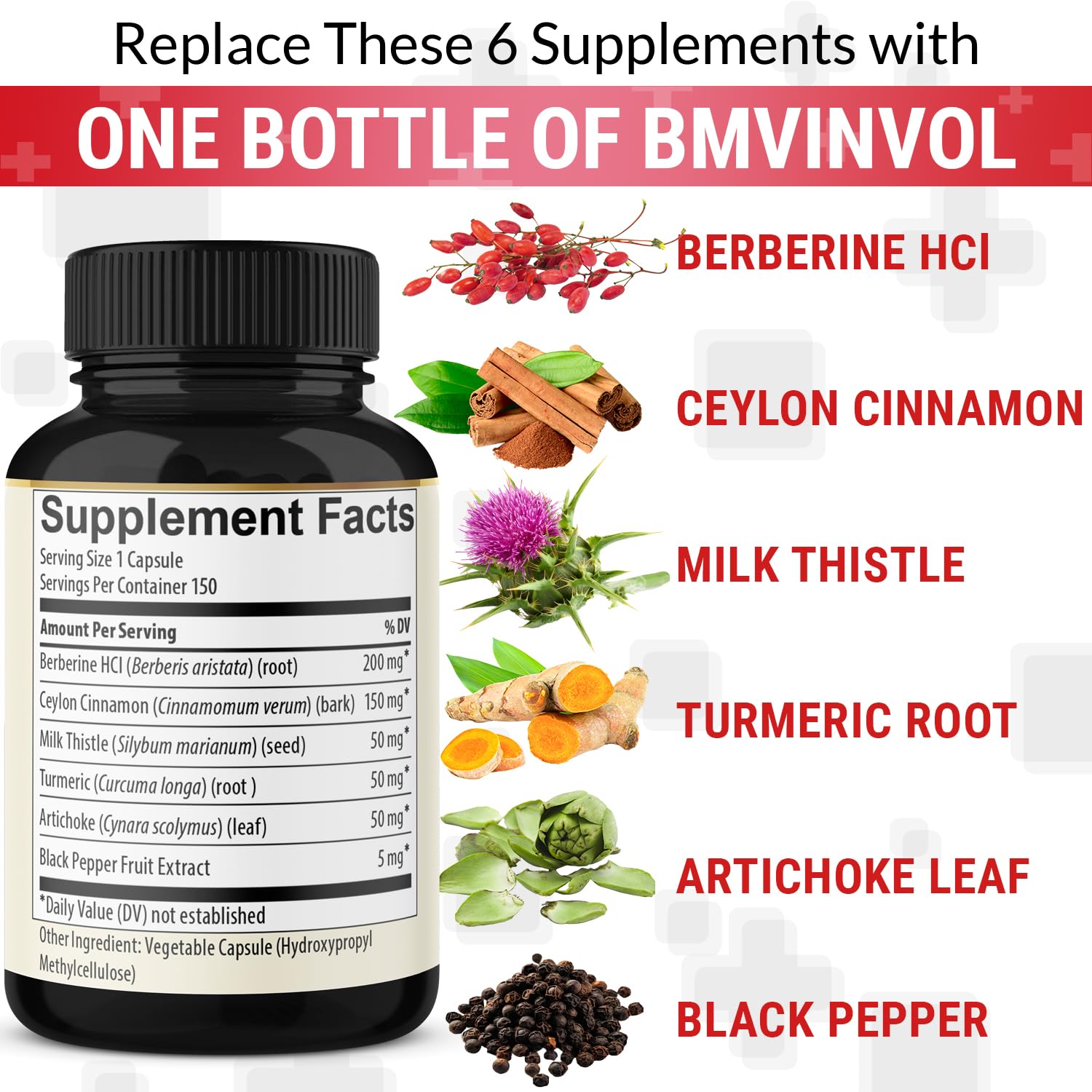 BMVINVOL etiqueta con información de ingredientes y beneficios de calidad