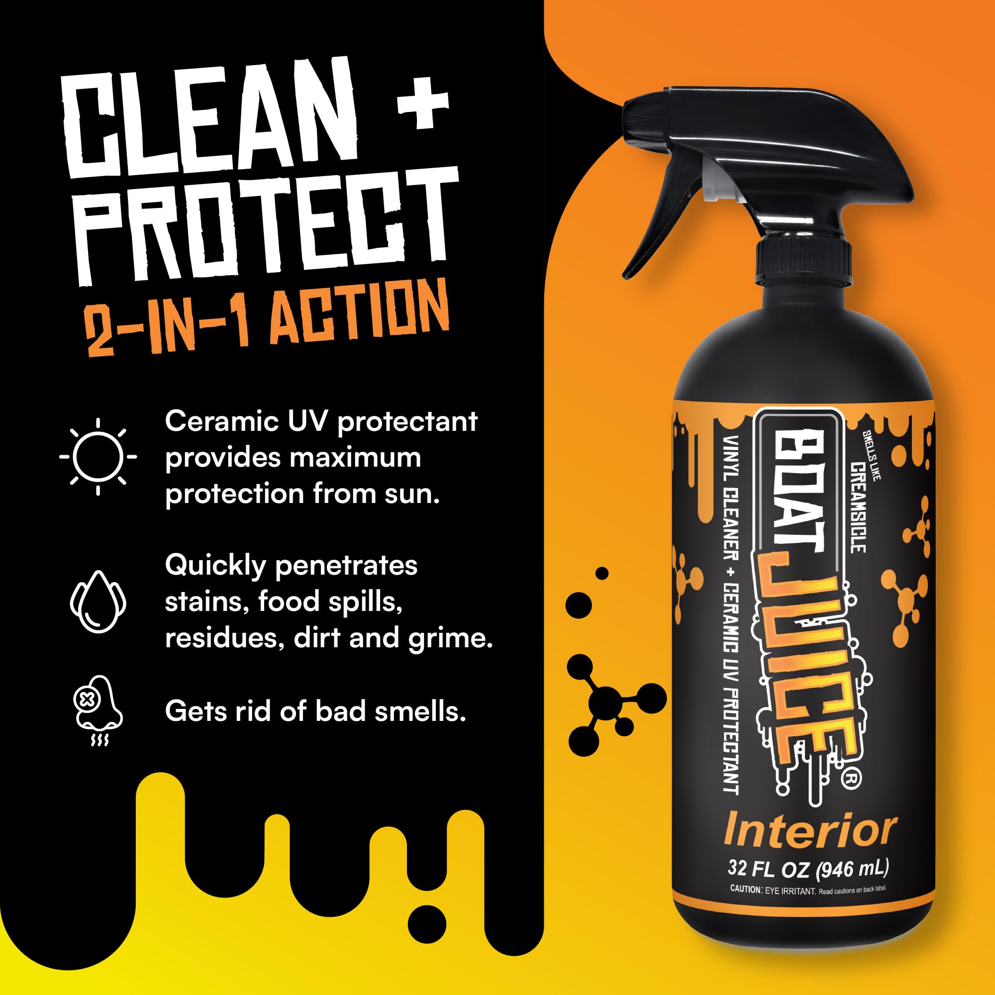 Boat Juice being applied to gelcoat, removes mineral deposits and restores glossy finish