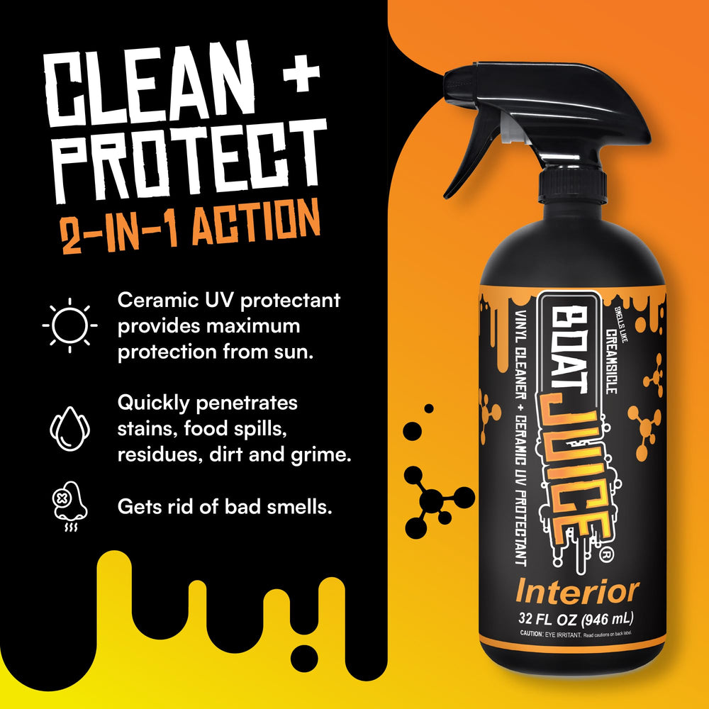 Boat Juice being applied to gelcoat, removes mineral deposits and restores glossy finish