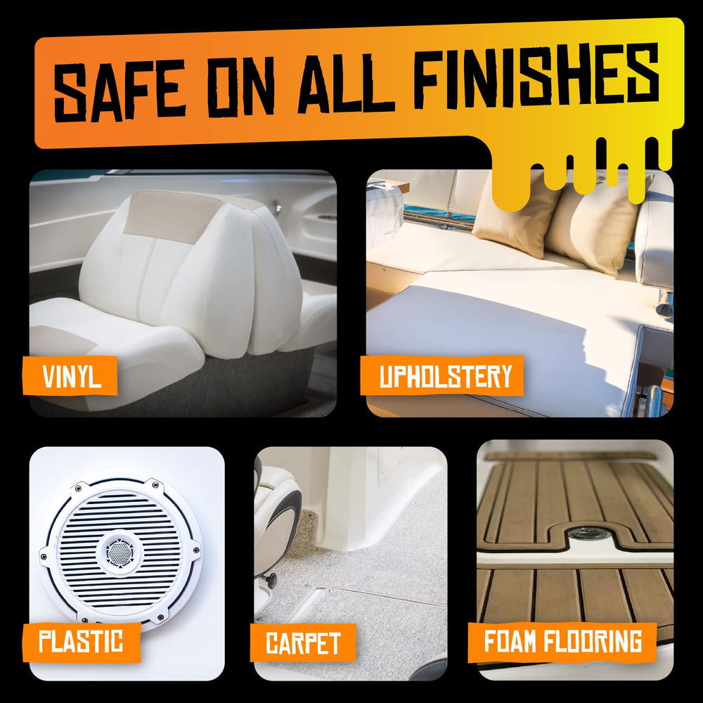 Boat Juice removing a carpet spot showing quick stain lift and drying advantage