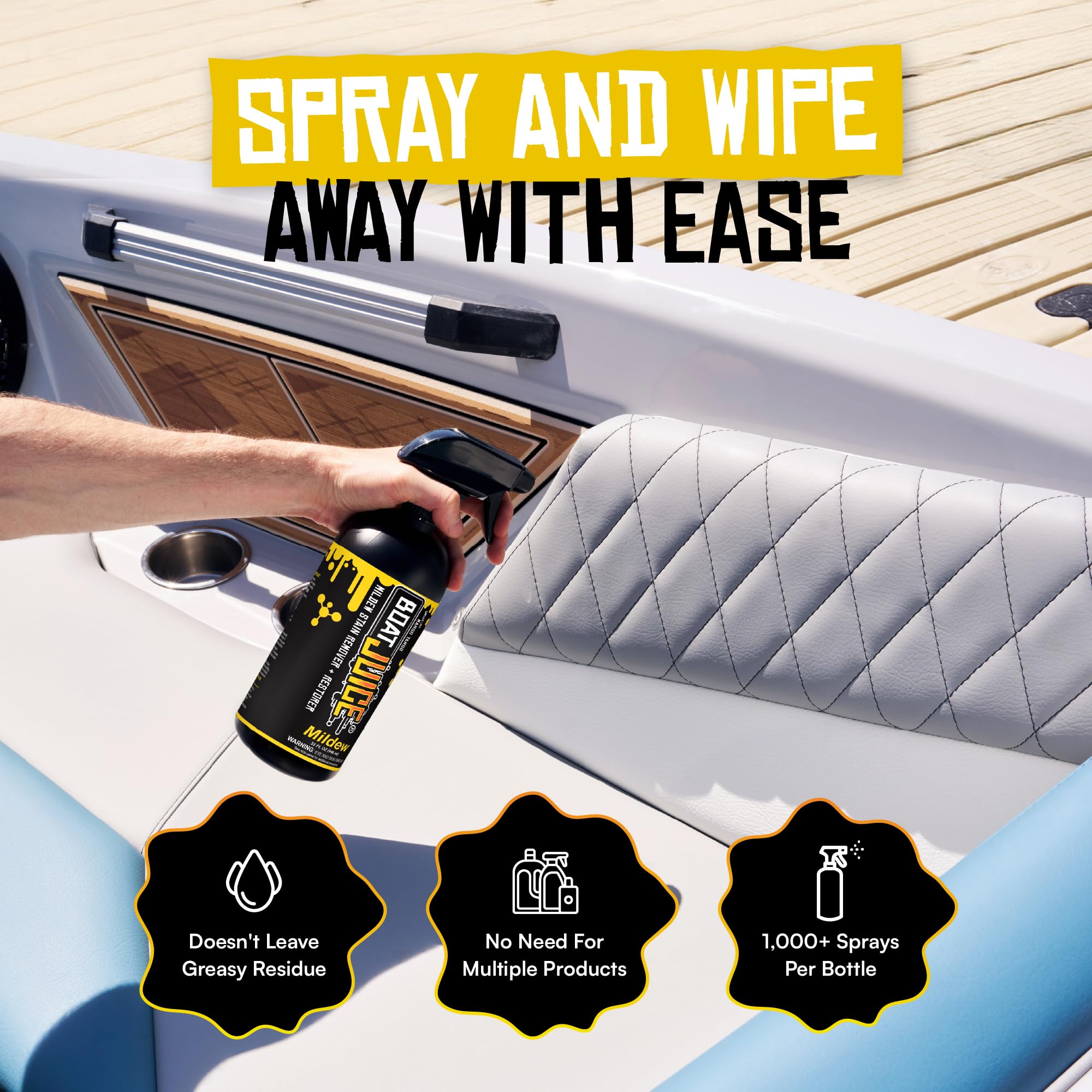 Boat Juice detalle de etiqueta con instrucciones claras y uso seguro