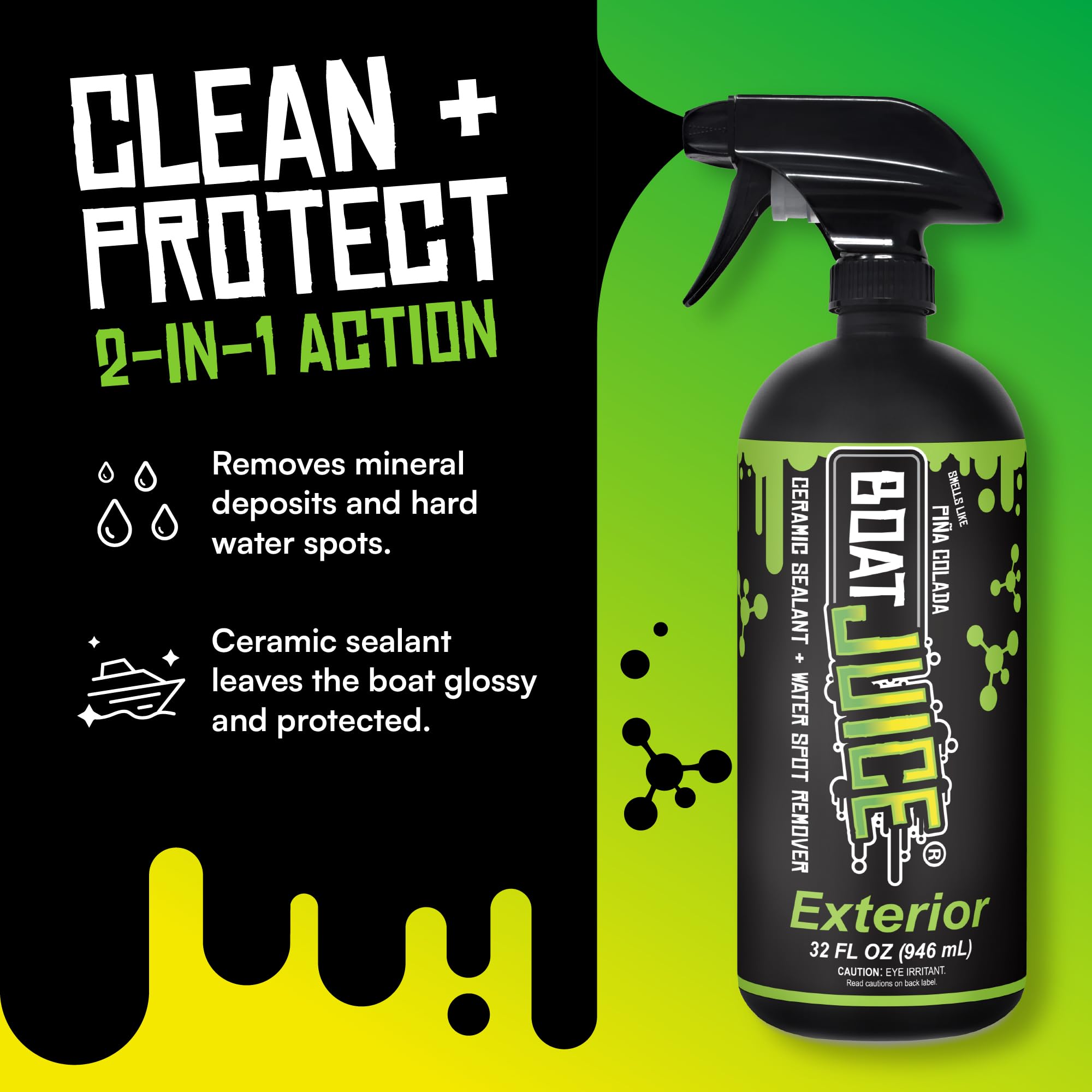 Boat Juice interior spray bottle displayed upright, protective cleaner for vinyl and upholstery