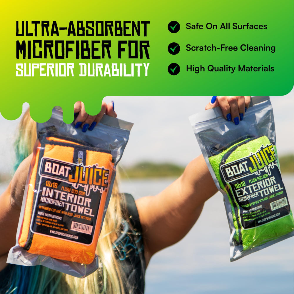 Boat Juice two bottles shown with size comparison, compact kit for onboard storage