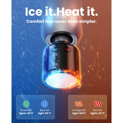 bob and brad C2 Pro thermal head close-up demonstrating heat and cold therapy versatility