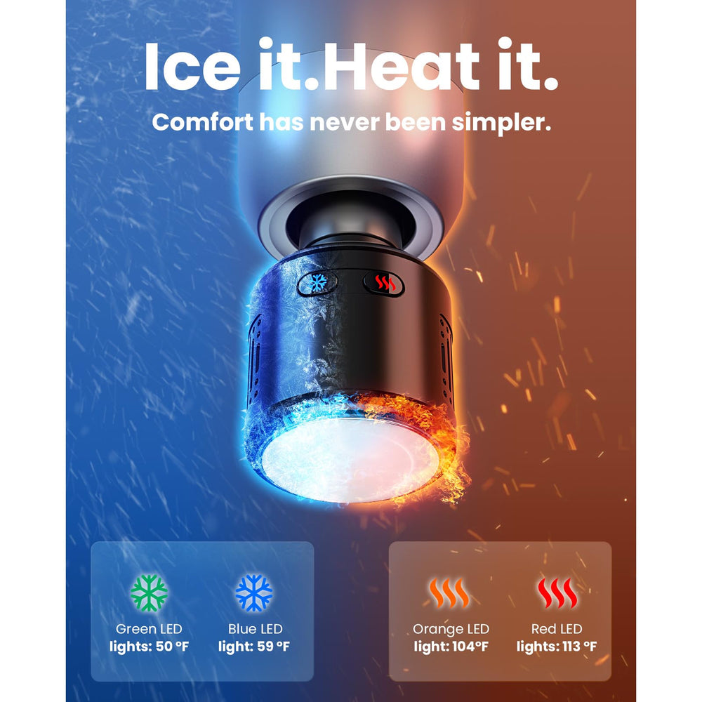 bob and brad C2 Pro thermal head close-up demonstrating heat and cold therapy versatility