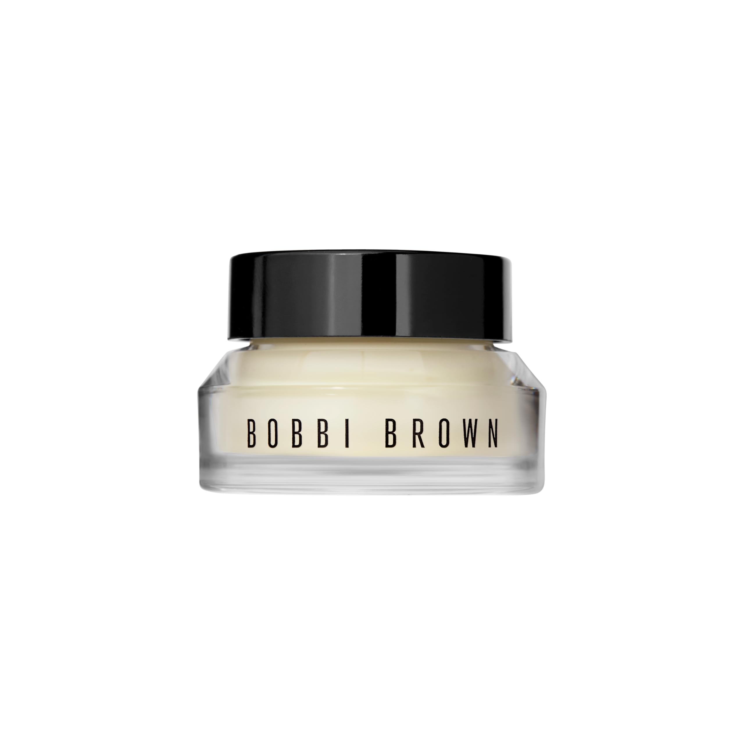 Bobbi Brown frasco frontal Vitamin Enriched mostrando etiqueta y tamaño de viaje