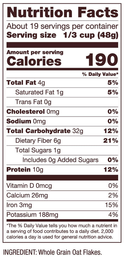 Bob's Red Mill bag next to a measuring cup, illustrating 32oz portion and pantry-ready size