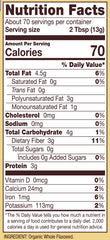 Bob's Red Mill lata 32oz junto a fruta para comparar tamaño, práctico para despensa