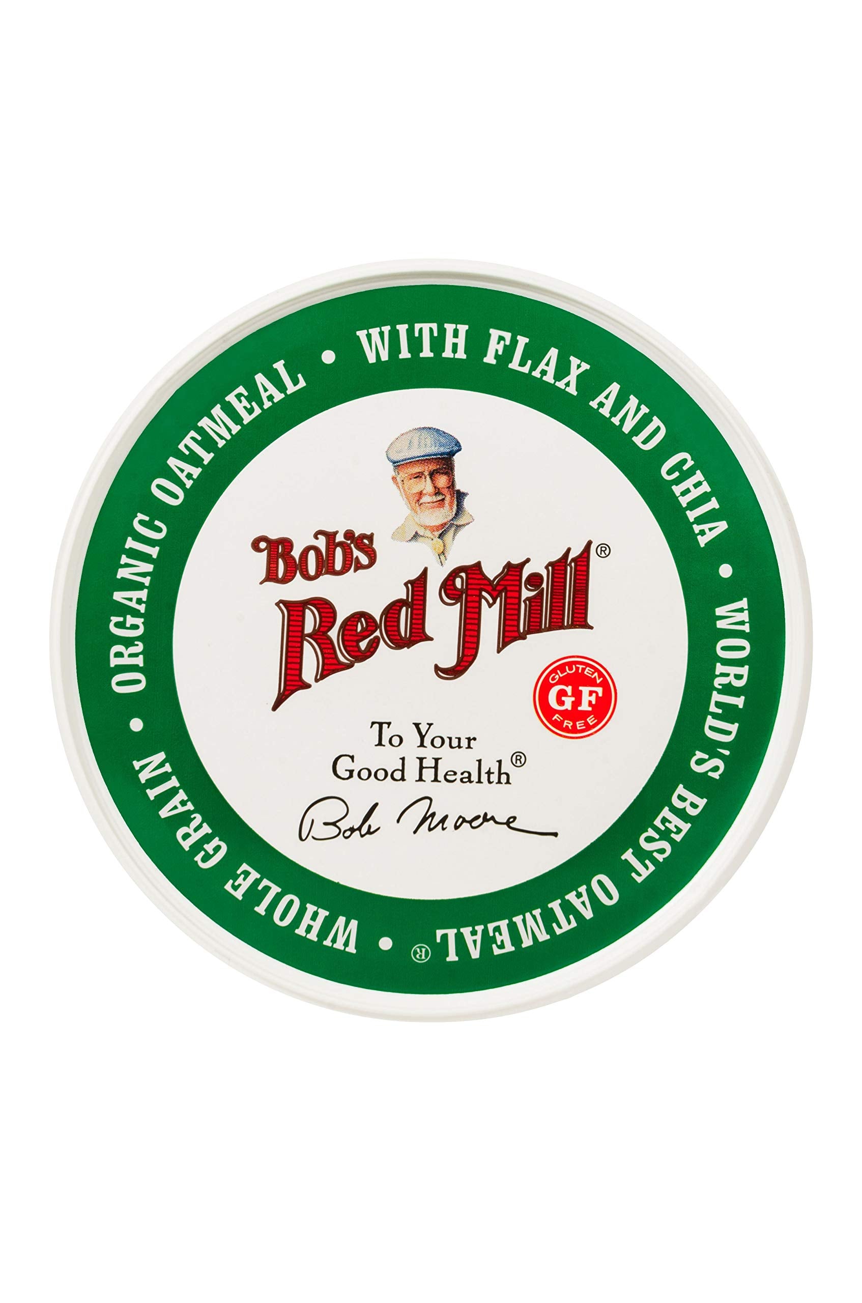 Bob's Red Mill vaso junto a objeto para comparar tamaño y porción