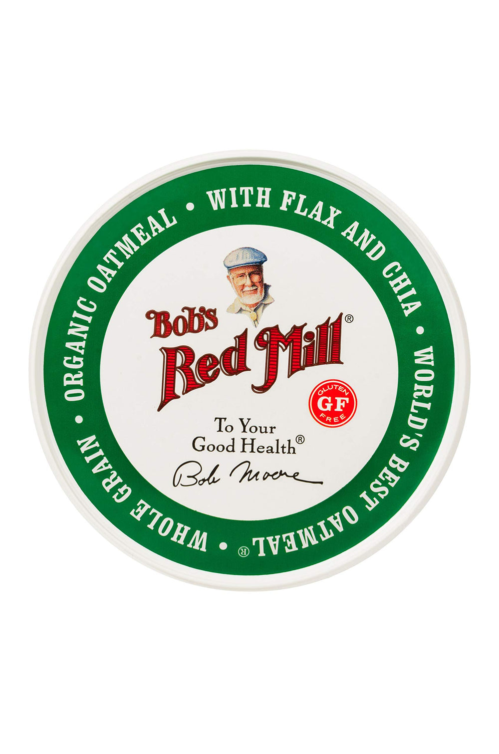 Bob's Red Mill vaso junto a objeto para comparar tamaño y porción