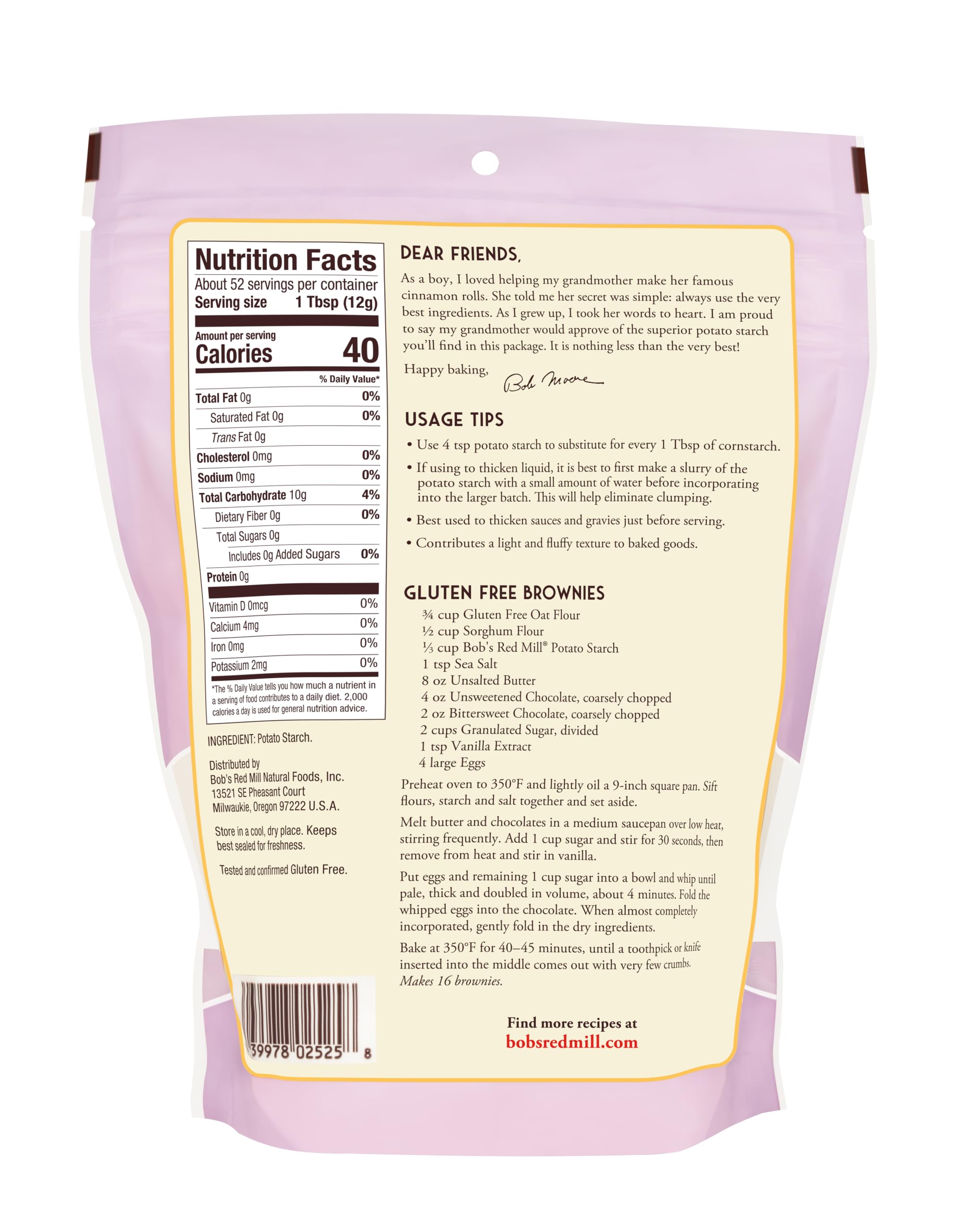Bob's Red Mill potato starch stirred into a saucepan delivering thickening power