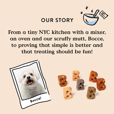 Bocce's Bakery perro mediano masticando y recibiendo limpieza mecánica