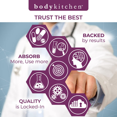 Body Kitchen sello cGMP en el envase que indica control de calidad