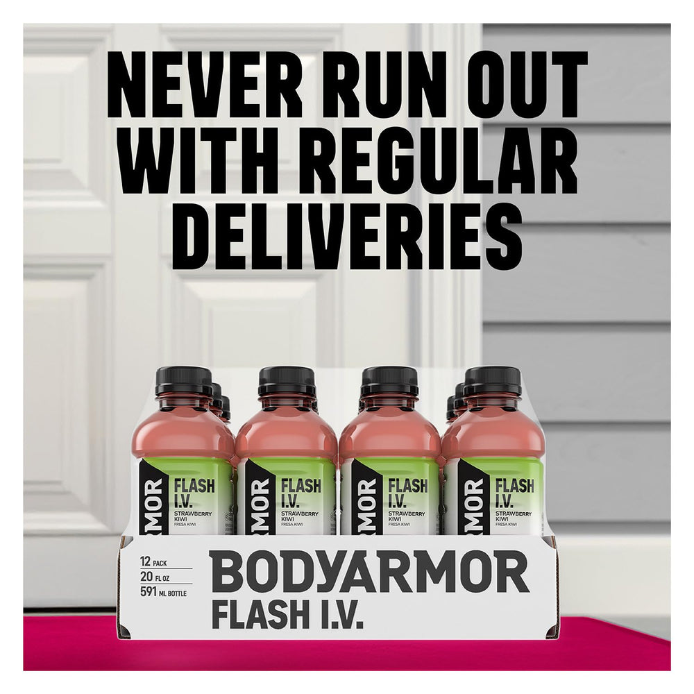 BODYARMOR Flash I.V. naranja usada en gimnasio, rehidratación postentreno