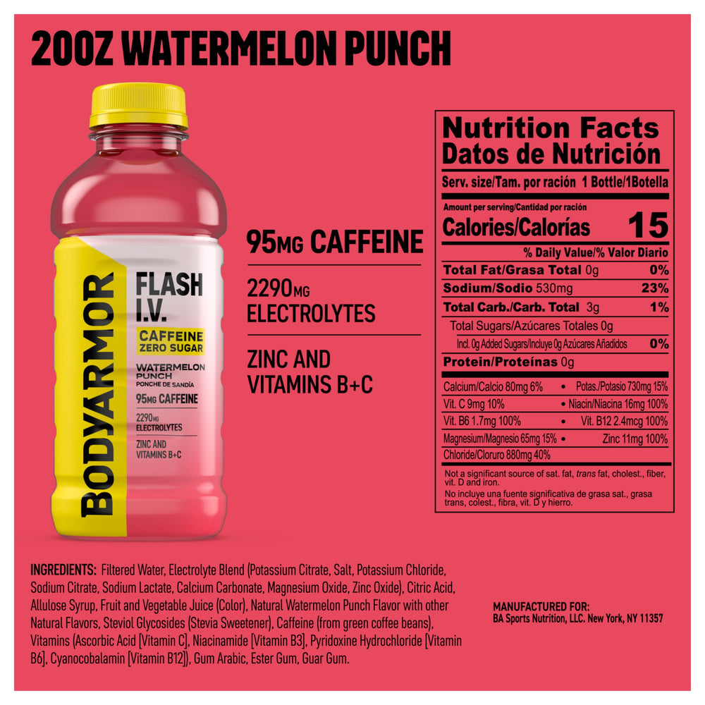 BODYARMOR primer plano del líquido y textura, muestra sabor natural