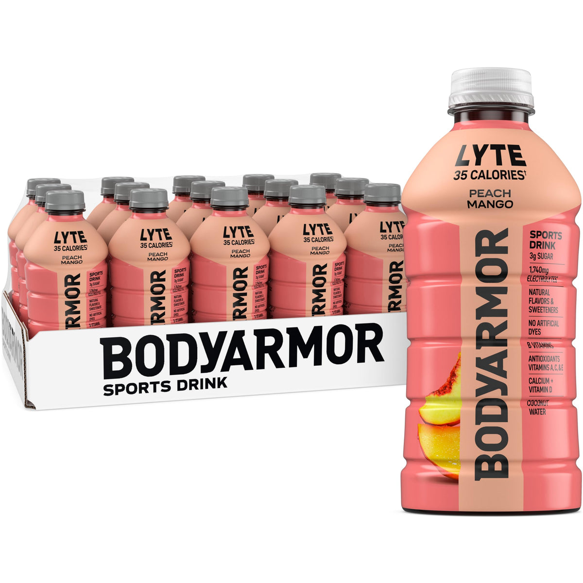 BODYARMOR Lyte frente del pack de 15 botellas muestra conveniencia