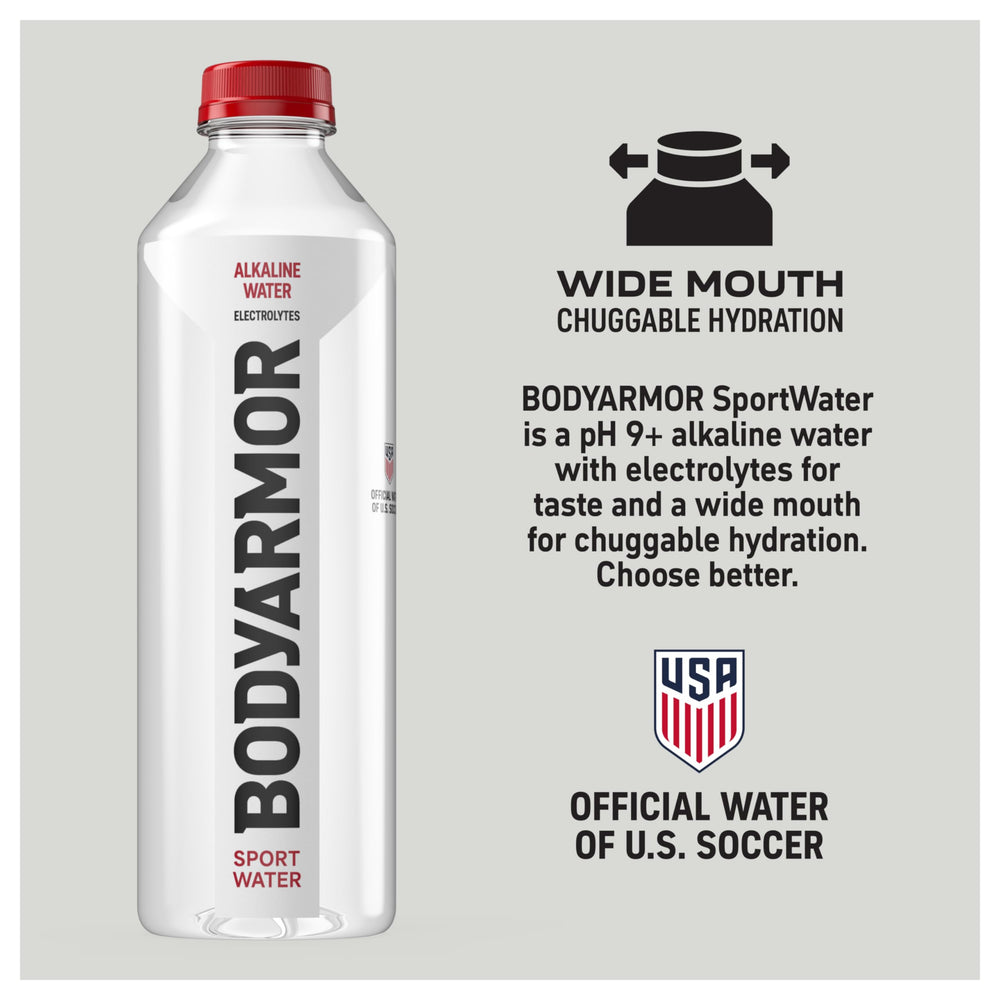 BODYARMOR SportWater bottle profile with ergonomic grip for quick hydration
