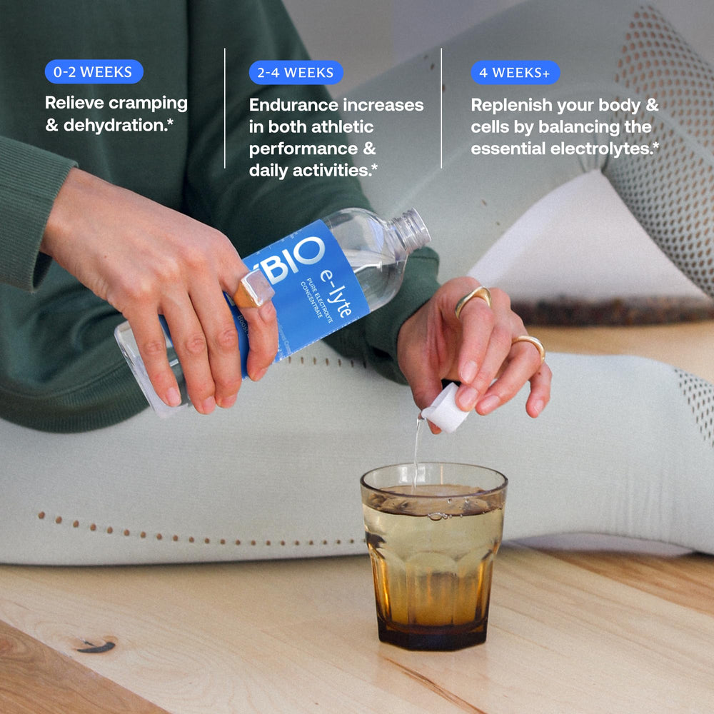 BodyBio e-Lyte used by runner post-workout to support recovery