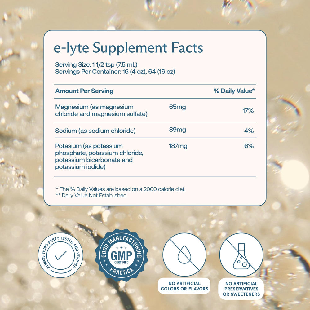 BodyBio e-Lyte mixed in glass demonstrating fast hydration and clarity