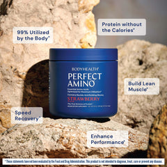 Measured scoop of PerfectAmino indicating BodyHealth accurate serving support