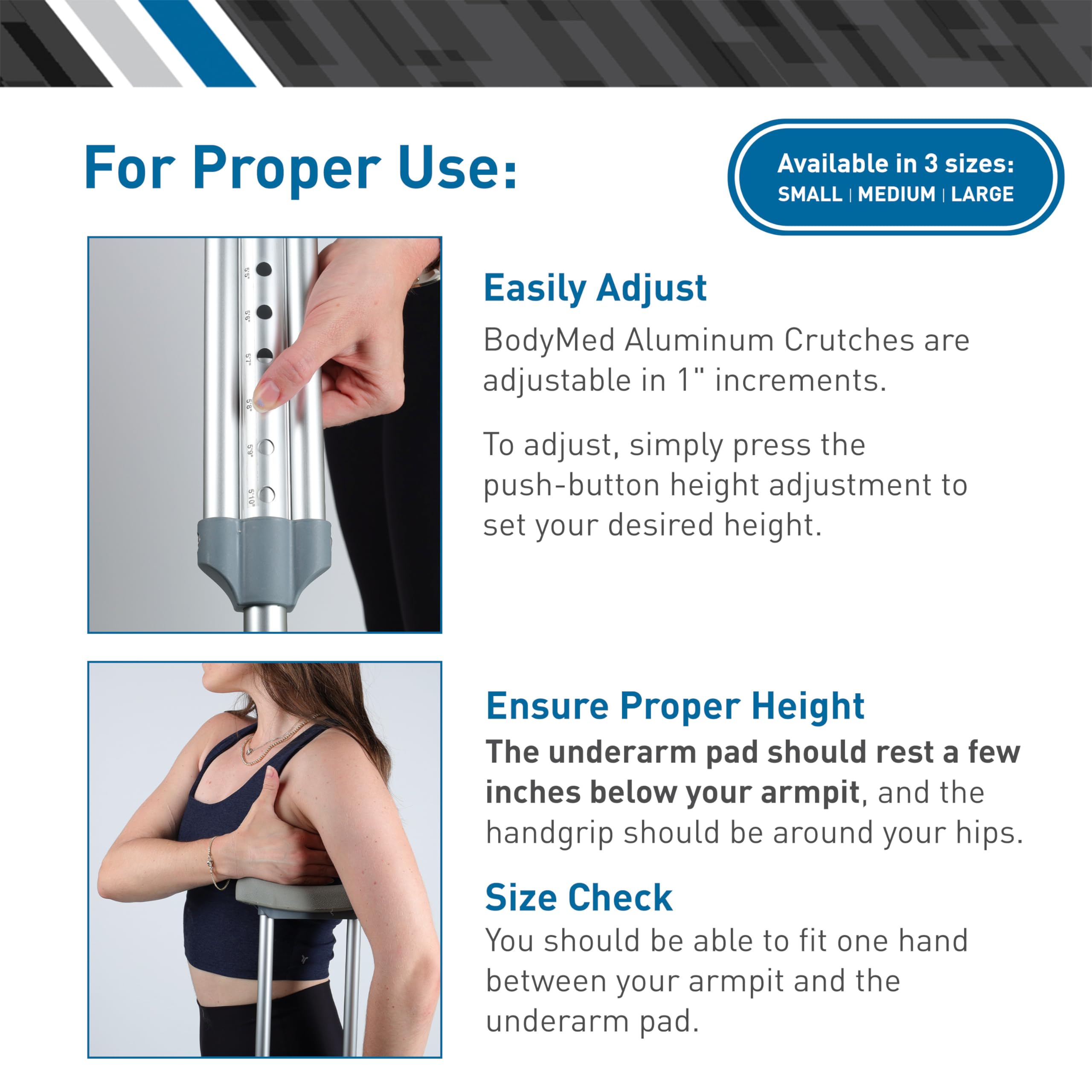 BodyMed detalle de almohadilla axilar acolchada para mayor comodidad